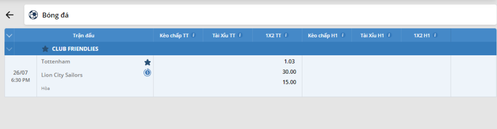 Soi kèo Lion City vs Tottenham